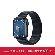 Apple 苹果 WatchSeries9智能手表GPS款45mm午夜色回环式运动表带