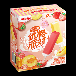 3.8焕新：meiji 明治 黄桃酸奶味、草莓酸奶味雪糕 49g*10支 彩盒装