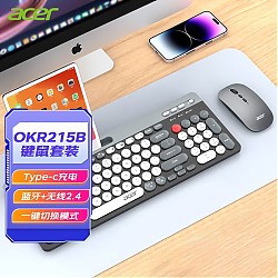 acer 宏碁 OKR215 2.4G蓝牙 双模无线键鼠套装 黑灰色