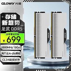 10点开始：GLOWAY 光威 龙武系列 DDR5 6800Mhz 台式机内存条 32GB（16GB×2）