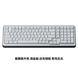AJAZZ 黑爵 轻氪AC100 102键 有线机械键盘 银黑银 海盐轴 无光