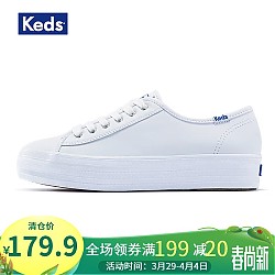 Keds 小白鞋皮质女鞋增高休闲鞋经典厚底松糕鞋WH57310 白色 3