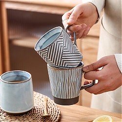 KAWASIMAYA 川岛屋 日式陶瓷杯子马克杯创意个性潮流咖啡杯水杯家用早餐牛奶杯 300ml复古马克杯(树纹)