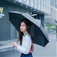 米粉节：KONGGU 空谷 8骨三折雨伞 黑色