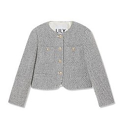 LILY商务时尚 春秋季含绵羊毛时尚条纹小香风优雅气质小个子短外套
