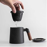 米粉节：pinztea 陶瓷泡茶杯 380ml 黑色