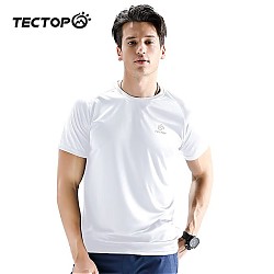 TECTOP 探拓 速干衣男户外速干t恤轻薄短袖女舒适透气弹力运动支持 男款白色 XL