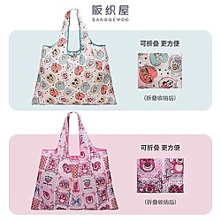 BANDGEWOO 阪织屋 米妮草莓熊女士购物袋卡通动漫印花大容量手提袋