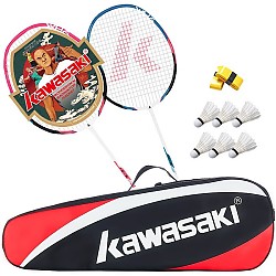 KAWASAKI 川崎 羽毛球拍双拍碳素超轻对拍2支专业比赛羽拍KD-3