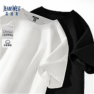 JEANSWEST 真维斯 短袖t恤男夏季纯色290g重磅半袖白色宽松大码华夫格男士体恤