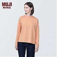 MUJI 無印良品 无印良品（MUJI）女式 天竺编织 长袖T恤 打底衫女款内搭 多巴胺 BB2ODA4S 浅橙色 XS(150/76A)